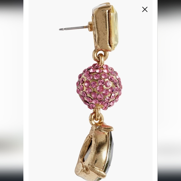 🌻Oscar de la RentaHalf Pavé Crystal Chandelier Earrings - Picture 8 of 8